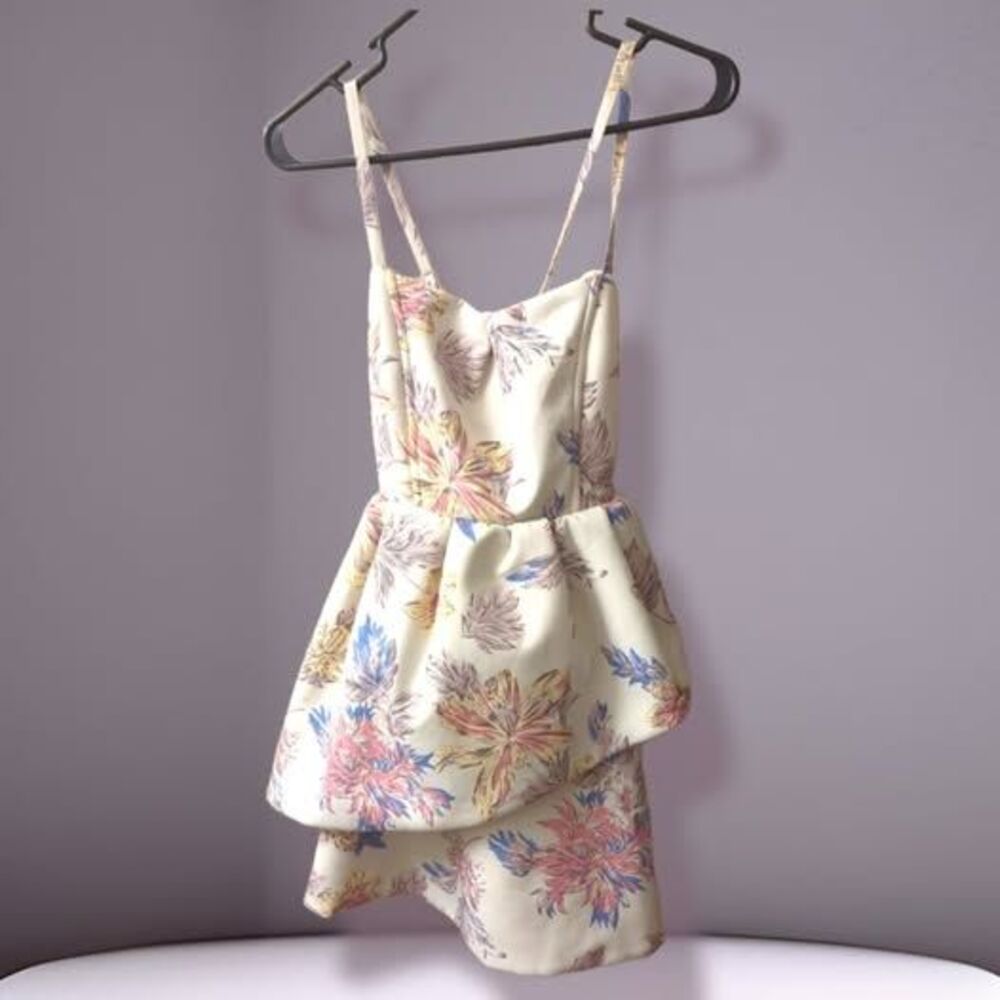 Lily Brown Floral Tiered Cottagecore Boho Spaghetti Strap Mini Dress Size 0